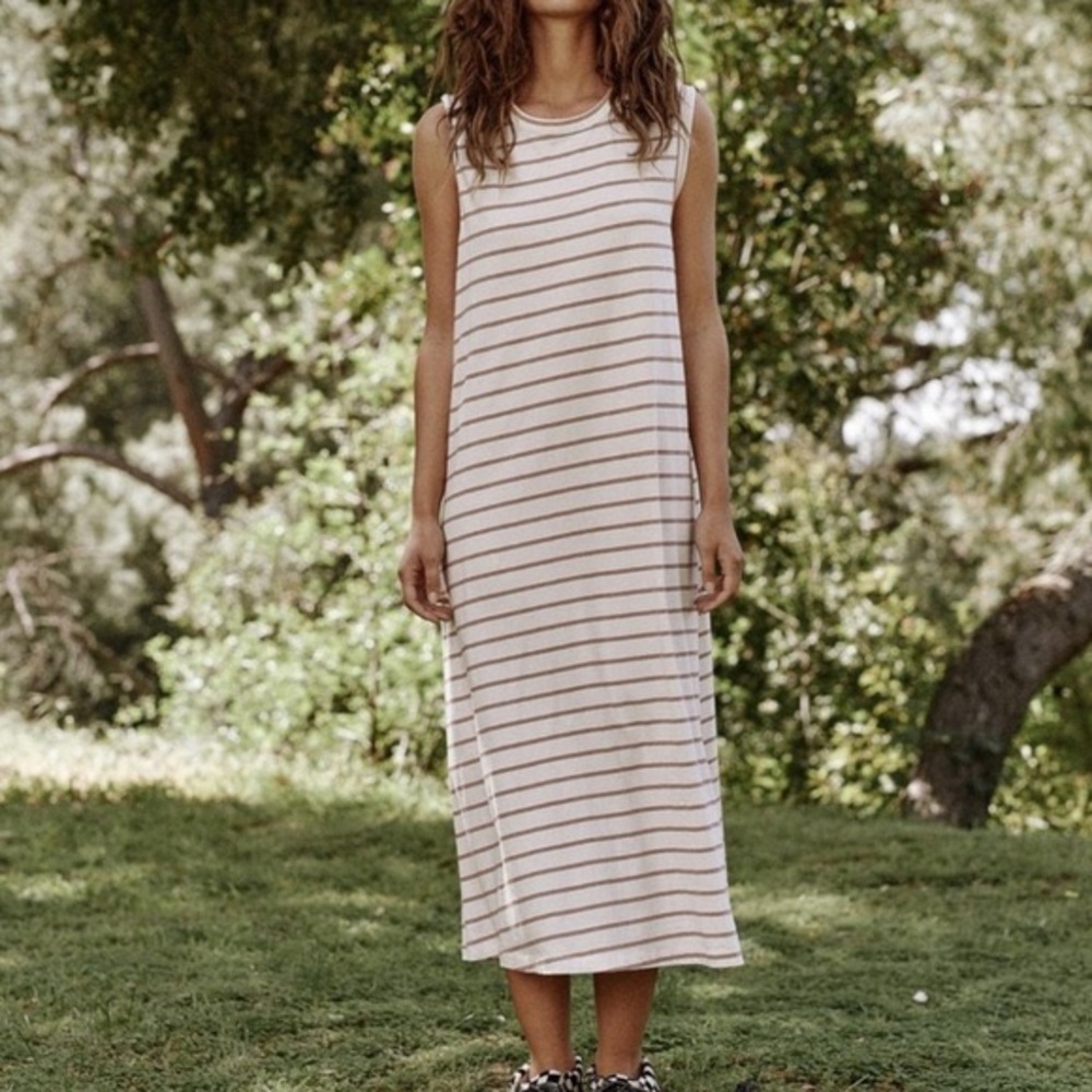 The Great Sleeveless Crew Midi T-Shirt Dress
